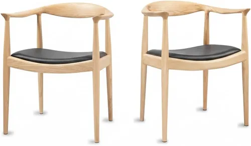 Vista 11 de Sillas de comedor de madera, sillas de comedor modernas de mediados de siglo (negro) Ash Wood Frame, PU Upholstered Seat, Ergonomic Support, Fully