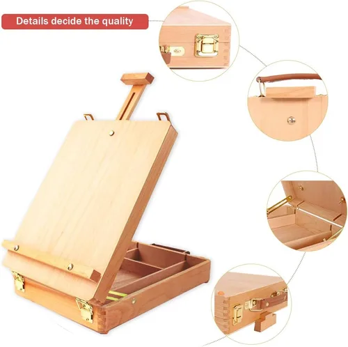 Vista 5 de Miratuso Art Supplies - Juego de arte de 27 piezas con 2 caballetes de mesa, pintura acrílica de 12 colores, 10 pinceles de pintura, 3 paneles