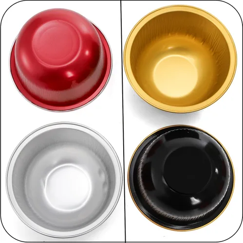 Vista 4 de Hacaroa 100 tazas de papel de aluminio para hornear con tapas de cúpula, forros desechables para cupcakes de 6 onzas, recipientes reutilizables