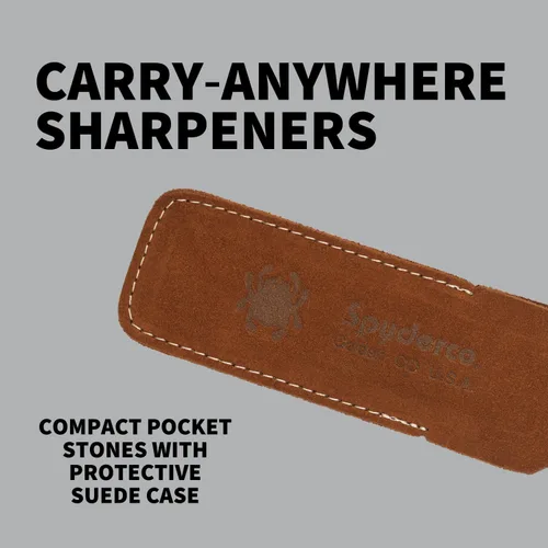 Vista 2 de Spyderco Piedra de afilar de bolsillo con estuche de gamuza, grano medio