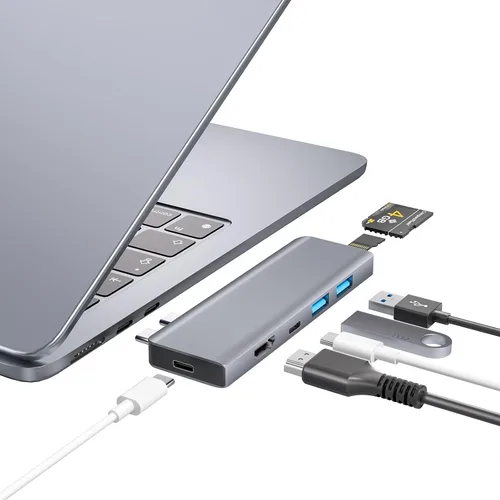 Vista 12 de Hub USB C, adaptador USB C 8 en 2 Thunderbolt 4 HDMI MacBook Air Pro M1-M4 Hub Thunderbolt 4 • HDMI 4K • 100W PD • 40Gbps • USB C 3.0 • 3 USB A