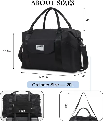 Vista 7 de SUPROMOMI Bolsa de lona de viaje, bolsa deportiva para gimnasio, bolsas de transporte para aviones, fin de semana de hombro con bolsillo húmedo