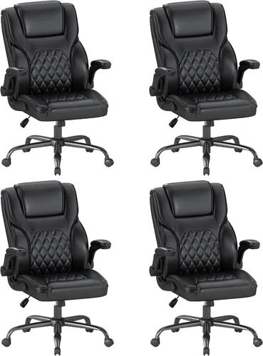 Vista 23 de Silla de oficina ejecutiva, cómodas sillas ergonómicas de escritorio para computadora con reposabrazos abatibles, soporte lumbar, respaldo alto