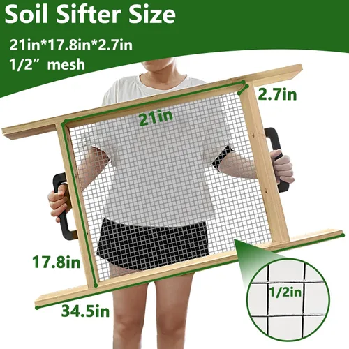 Vista 4 de Tamiz grande de tierra, tamiz de suciedad para jardinería, para uso en una carretilla, tamiz de compost, tamiz de jardín para tamizar pequeñas