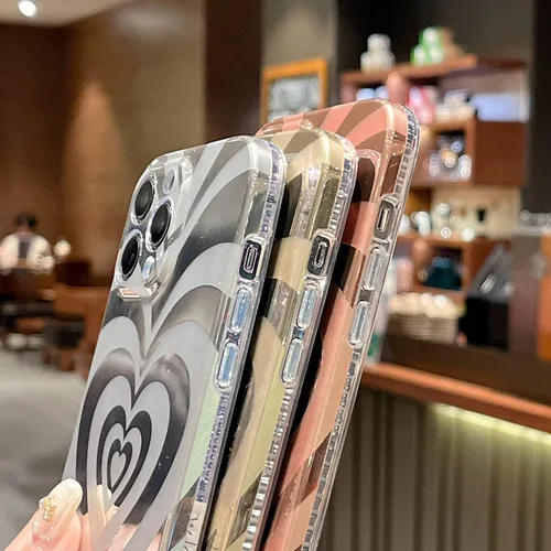 Vista 5 de Funda para iPhone 13 Pro Max, diseño de corazón de amor a la moda, a prueba de golpes, protección contra caídas de grado militar, delgada