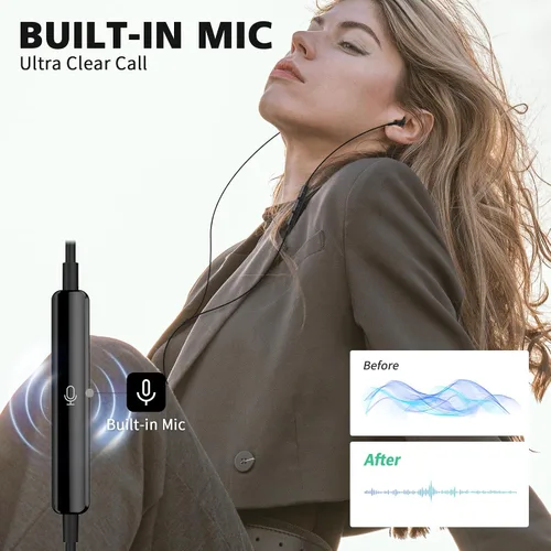 Vista 4 de Auriculares USB C para iPhone 17 Air 16 15 Pro Max Plus/iPad, auriculares tipo C con aislamiento de ruido con micrófono, cable magnético estéreo