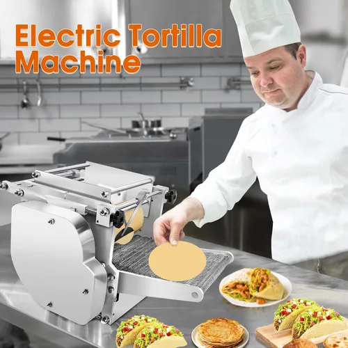 Vista 7 de Máquina eléctrica de tortillas, máquina automática de prensa de tortilla de maíz y harina de 2 a 7.8 pulgadas con revestimiento antiadherente