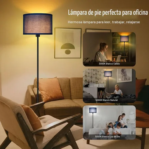 Vista 3 de Lámpara de pie BoostArea azul, lámpara de pie, lámparas de pie pequeñas para sala de estar, lámpara LED alta simple con pantalla, interruptor de pie