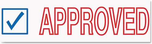 Vista 2 de ACCUSTAMP sello "APPROVED" con protección microban, sello con pretinta, con mensaje rojo y azul (035525)