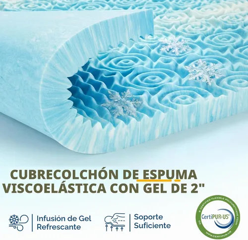 Vista 3 de SINWEEK Cubrecolchón de espuma viscoelástica de doble capa de 4 pulgadas, tamaño Queen, 2 pulgadas de enfriamiento de 5 zonas de espuma