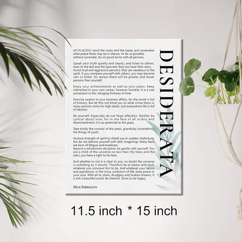 Vista 2 de Lienzo inspirador para pared, diseño motivacional de Desiderata, lienzo de literatura positiva, pintura en lienzo para oficina, hogar, decoración