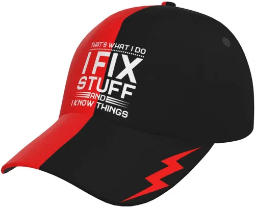 Vista 17 de That's Whats I Do I Fix Stuff and I Know Things - Sombreros desgastados para hombre, de mezclilla lavada, ajustables, con correa trasera 1