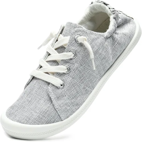 Vista 13 de STQ Zapatos deportivos sin cordones para mujer, cómodos zapatos de lona casuales Todo negro