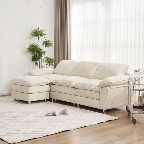 Vista 3 de KEVINSPACE Sofá modular moderno en forma de L de 101.6 pulgadas para sala de estar, sofá modular moderno de 3 asientos, muebles cómodos con diván