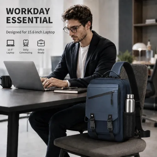 Vista 3 de Bolsa tipo mensajero de lona tipo bandolera para computadora portátil, casual, viajes, para hombres y mujeres