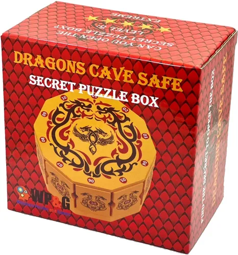 Vista 9 de Dragons Cave Safe Secret - Caja de rompecabezas con cerradura IQ de madera para dinero y regalo