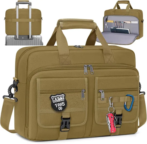 Vista 8 de RAINSMORE Bolso Táctico para Laptop de 15.6/17.3 Pulgadas Bolso de Trabajo para Hombres Bolso de Computadora para Negocios Bolso Mensajero Militar