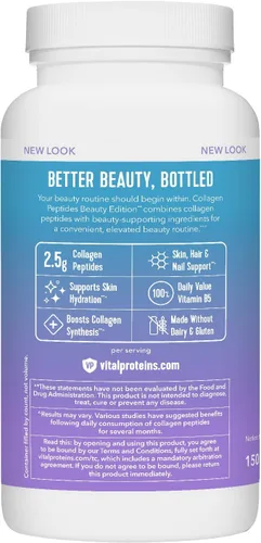 Vista 8 de Vital Proteins Cápsulas de colágeno Peptides Beauty Edition, 0.09 oz de colágeno por porción con biotina y vitamina C, 30 porciones (paquete de 2)