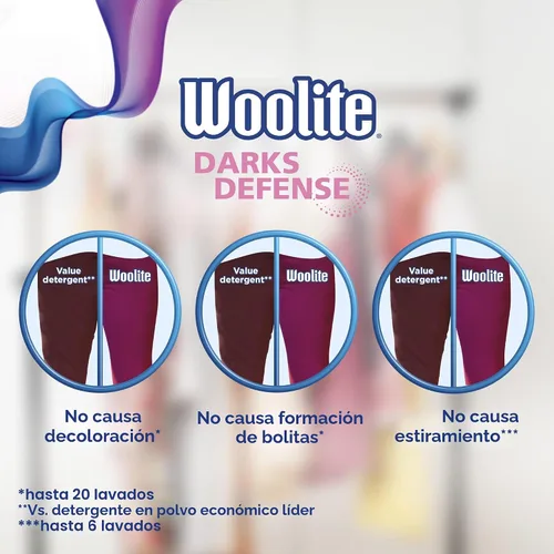 Vista 5 de Woolite Darks Defense Detergente Líquido para Ropa, 33 Cargas, 50 Fl Oz y Woolite Damage Defense Detergente para Ropa, 33 Cargas, 50 Fl Oz