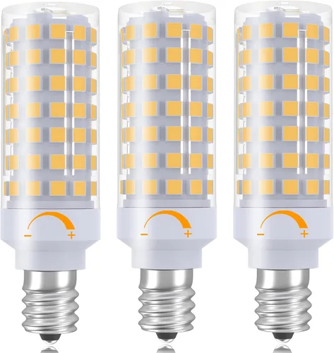 Vista 12 de Bombillas LED E12 regulables, bombilla C7 de 7 W equivalente a bombilla halógena E12 de 60 W, luz blanca diurna 6000 K, base de candelabro T6 E12