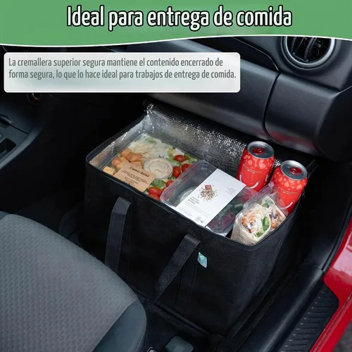 Vista 8 de VENO Paquete de 2 bolsas enfriadoras aisladas para entrega de alimentos, bolsas de compras plegables y reutilizables con cremallera, plegables