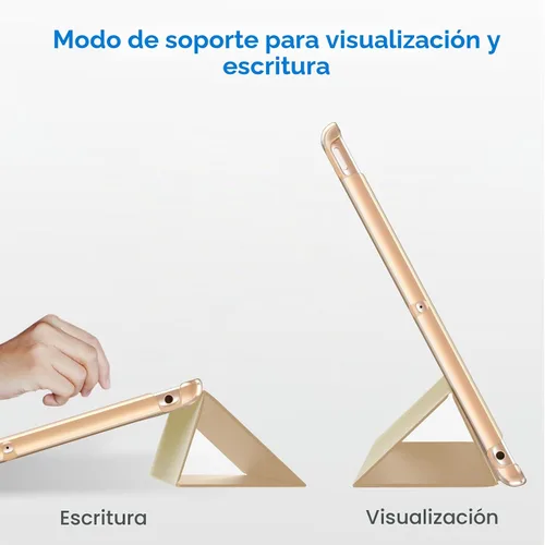 Vista 5 de JETech - Funda para iPad 6ª/5ª generación de 9.7" (2018/2017), color beige Diseño trasero translúcido delgado, soporte de tres pliegues, encendido