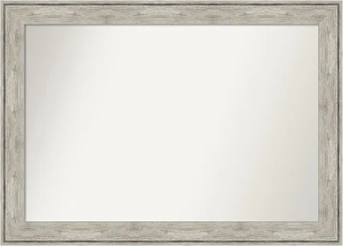 Vista 486 de Amanti Art Espejo de baño plateado para sobre el fregadero, 28 x 37 pulgadas, elegante espejo rectangular de peltre cepillado, marco de madera