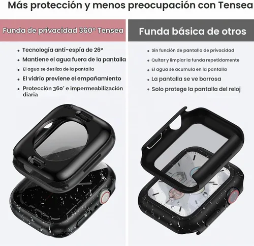 Vista 3 de Tensea - Funda protectora de pantalla para Apple Watch SE 3/SE 2/SE/6/5/4 de 1.575 in Negro mate