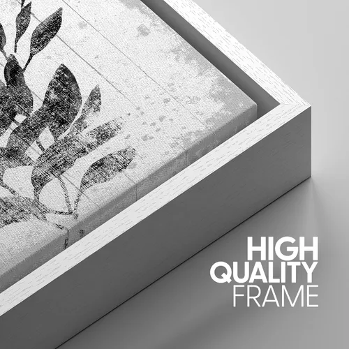 Vista 237 de SIGNWIN Lienzo enmarcado para pared, juego de arte de collage de hojas transparentes en blanco y negro, ilustraciones de naturaleza silvestre, arte