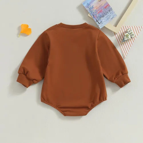 Vista 94 de Ropa de Halloween para bebé niña, sudadera con estampado de calabaza, mameluco de burbujas, lindo traje de Acción de Gracias de otoño