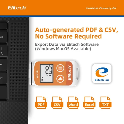 Vista 2 de Elitech RC-5+ Registrador de datos de temperatura USB PDF digital, grabador reutilizable, termómetro para refrigerador, 32000 puntos de alta