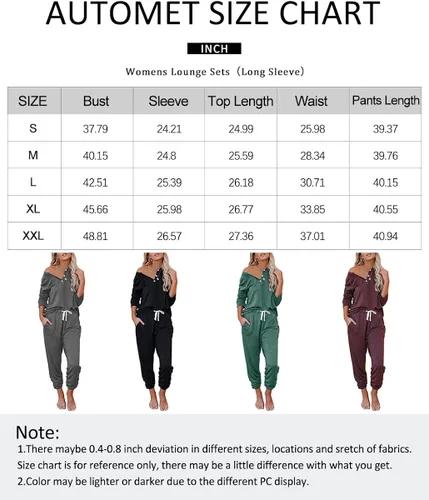 Vista 4 de AUTOMET Conjuntos de descanso para mujer, conjuntos de pijama para mujer, conjuntos de pijama con chándal de 2 piezas
