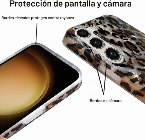 Vista 4 de J.west - Funda para Samsung Galaxy S23 de 6.1 pulgadas, elegante, brillante, translúcida y transparente, con estampado de leopardo y guepardo Bling
