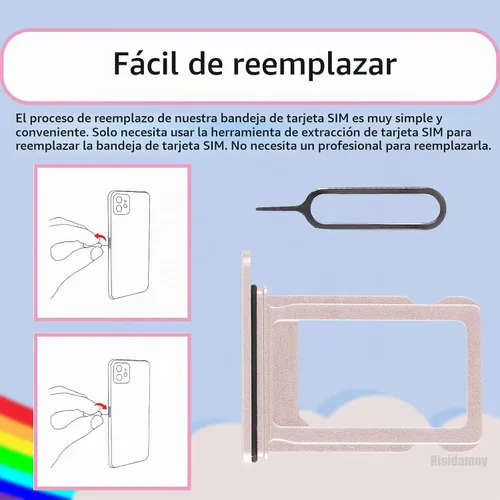 Vista 5 de Para iPhone 13 Rosa Solo Tarjeta SIM Bandeja de Reemplazo