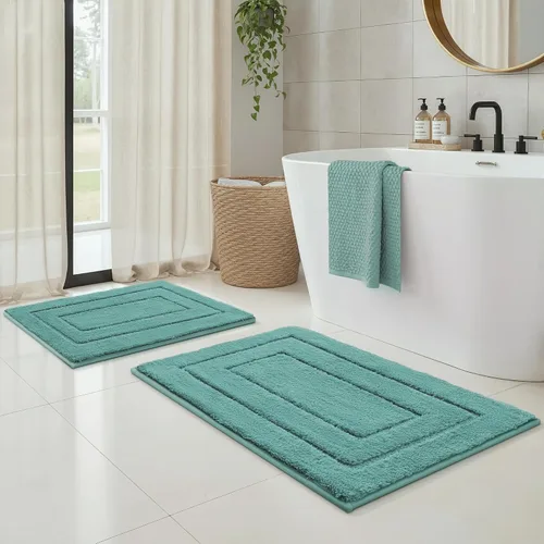 Vista 14 de GRANNY SAYS Juego de 2 alfombras de baño suaves para baño, alfombras de baño antideslizantes y lavables, alfombras de baño absorbentes para bañera