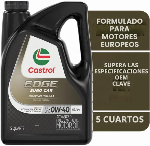Vista 2 de Castrol Edge Euro 0W-40 A3/B4 Advanced - Aceite de motor sintético completo, 5 cuartos de galón