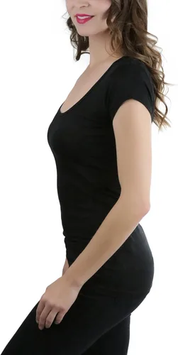 Vista 3 de ToBeInStyle Camiseta de manga corta y cuello redondo para mujer