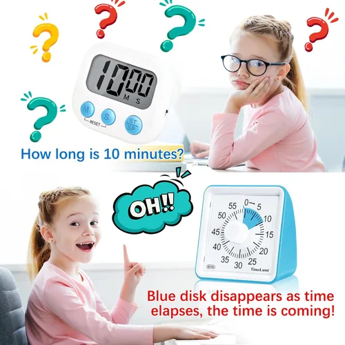 Vista 3 de Temporizador visual de 60 minutos para niños, herramienta de gestión del tiempo, temporizador de estudio para el aula, temporizador silencioso
