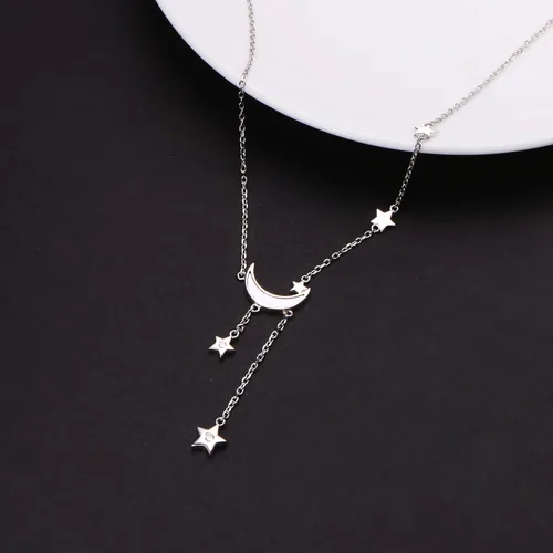 Vista 5 de Collar con dije de luna creciente y estrella de plata esterlina S925