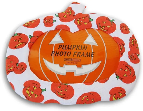 Vista 3 de Show-Offs Marco de fotos con forma de calabaza de Halloween para fotos de 5 x 7 (murciélagos en naranja)