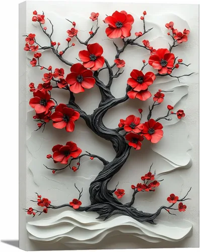 Vista 31 de VOCBAN Tree of Life Canvas Wall Art Painting Poster Nature Print Canvas Wall Art Print Artwork Living Room Bedroom Office Hallway Picture(black