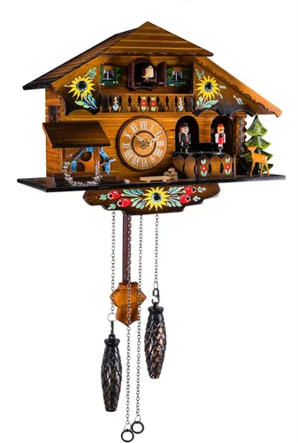 Vista 2 de Kintrot – Reloj de cuco con péndulo de cuarzo, reloj de pared del bosque negro, decoración del hogar