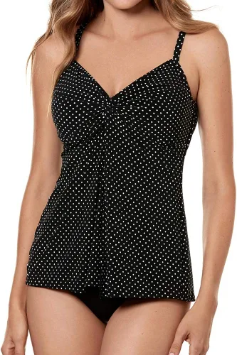 Vista 2 de Miraclesuit Traje de baño para mujer, con nudo de amor, escote de corazón, brasier con aros, tankini