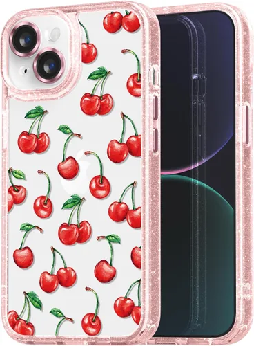 Vista 53 de Compatible para iPhone 13 Funda Bonita Estética - Funda para Teléfono Rosa con Purpurina con Protector de Cámara - Diseño de Cubierta