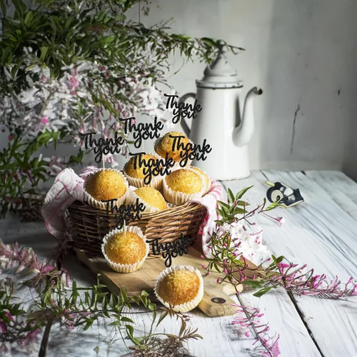 Vista 8 de Gyufise Paquete de 36 adornos para cupcakes con purpurina negra para Acción de Gracias, decoraciones para baby shower, niños y niñas, suministros