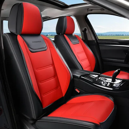 Vista 44 de Coverado Juego completo de fundas de asiento de automóvil, protector impermeable para asiento de automóvil, cojín de asiento de cuero, fundas