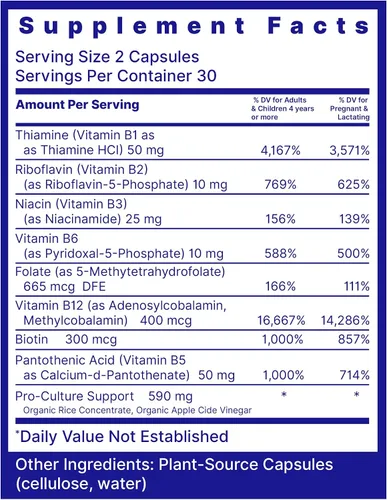 Vista 2 de Quantum Nutrition Labs Max Energy Bs - Complejo de vitamina B, vitaminas del complejo B metilado con vitamina B1, B6, B12, tiamina, folato