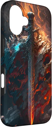 Vista 3 de Espada flameante y escudo el símbolo del guerrero Funda para iPhone 16