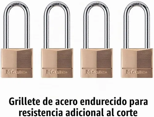 Vista 6 de Master Lock Candado, cerradura de latón macizo, 1-9/16 pulgadas de ancho, 140QLH (paquete de 4 llaves similares)