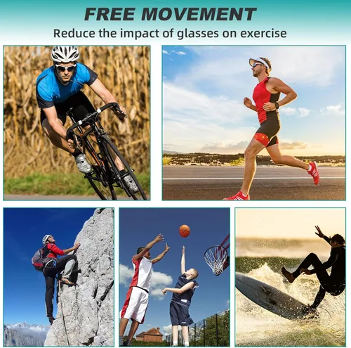 Vista 7 de 4 correas de soporte para gafas, tela elástica sin cola para gafas, cordón para el cuello, ajustable para lentes de sol deportivos y soporte